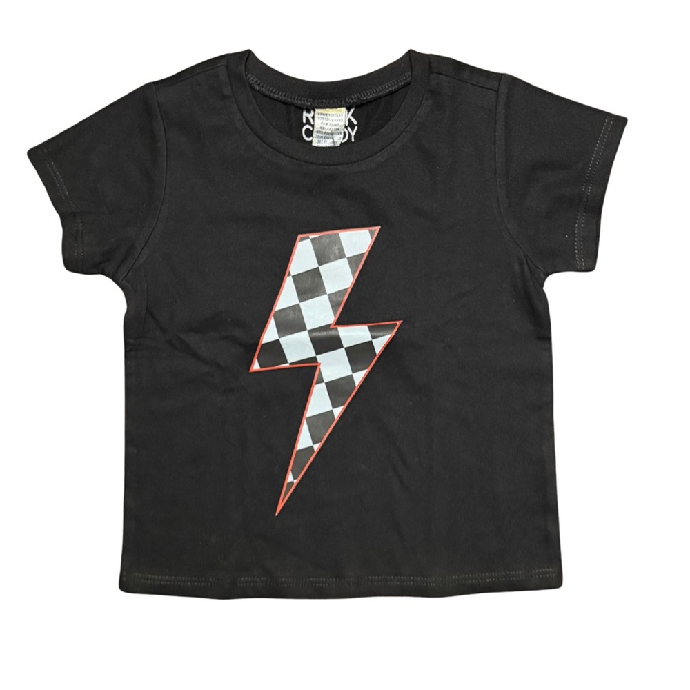 Rock Candy Black T-Shirt with checkered lightning bolt boys size 24 months NWOT